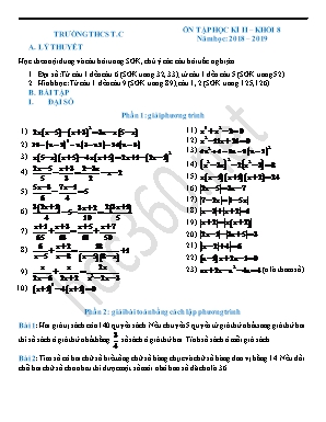 Đề cương ôn tập học kỳ II môn Toán Khối 8 - Năm học 2018-2019